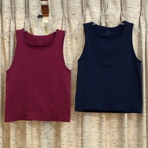 By Anthropologie The Reegan Crewneck Crop Racerback Seamless Tank Top